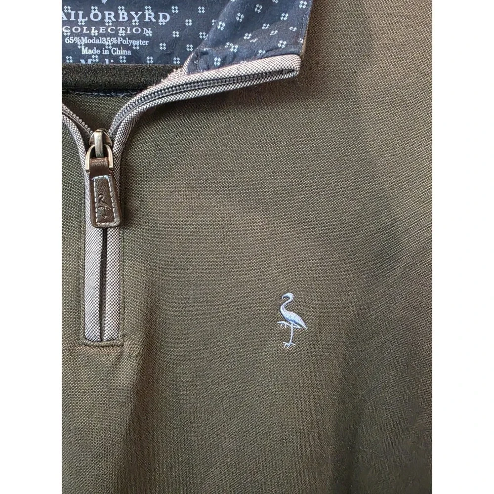 Taylorbyrd Dark Green 1/4 Zip Mens Sz M Navy Contrast‎ Collar Modal Blend Preppy